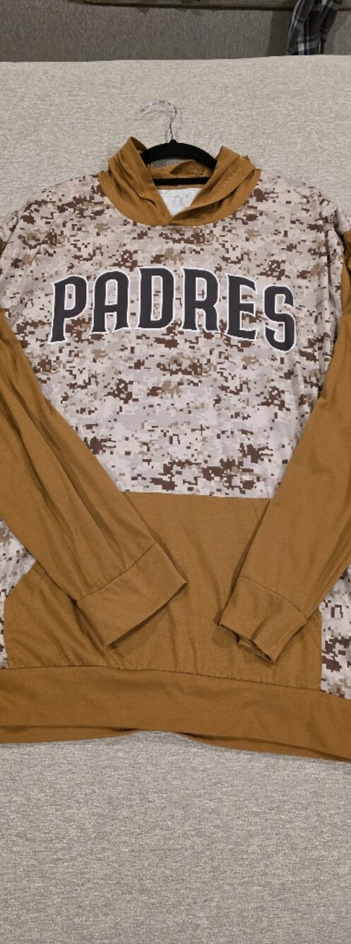 Men's Long-Sleeve Sweater in Caramel Brown with 'PADRES' Print
